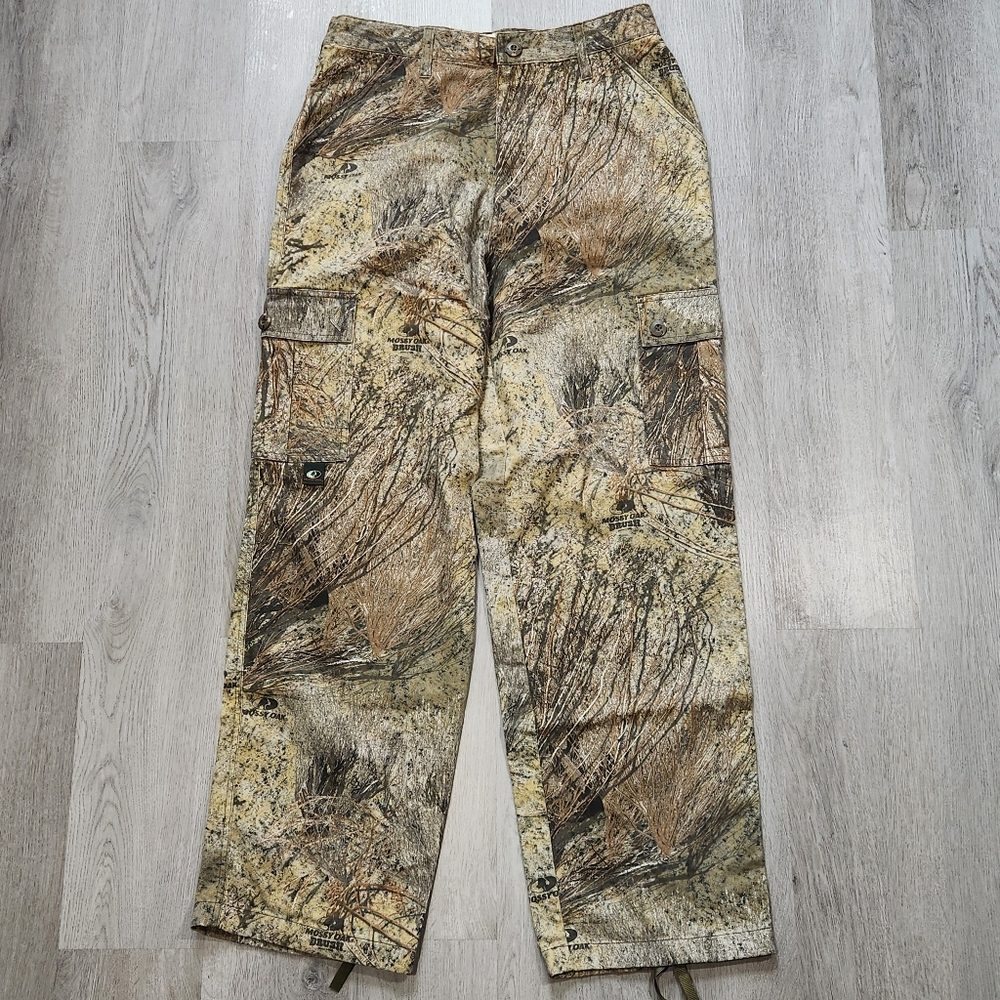 Vtg Mossy Oak Pants Men Medium Brush Camo Cargo Baggy Hunting Explorer Midweight